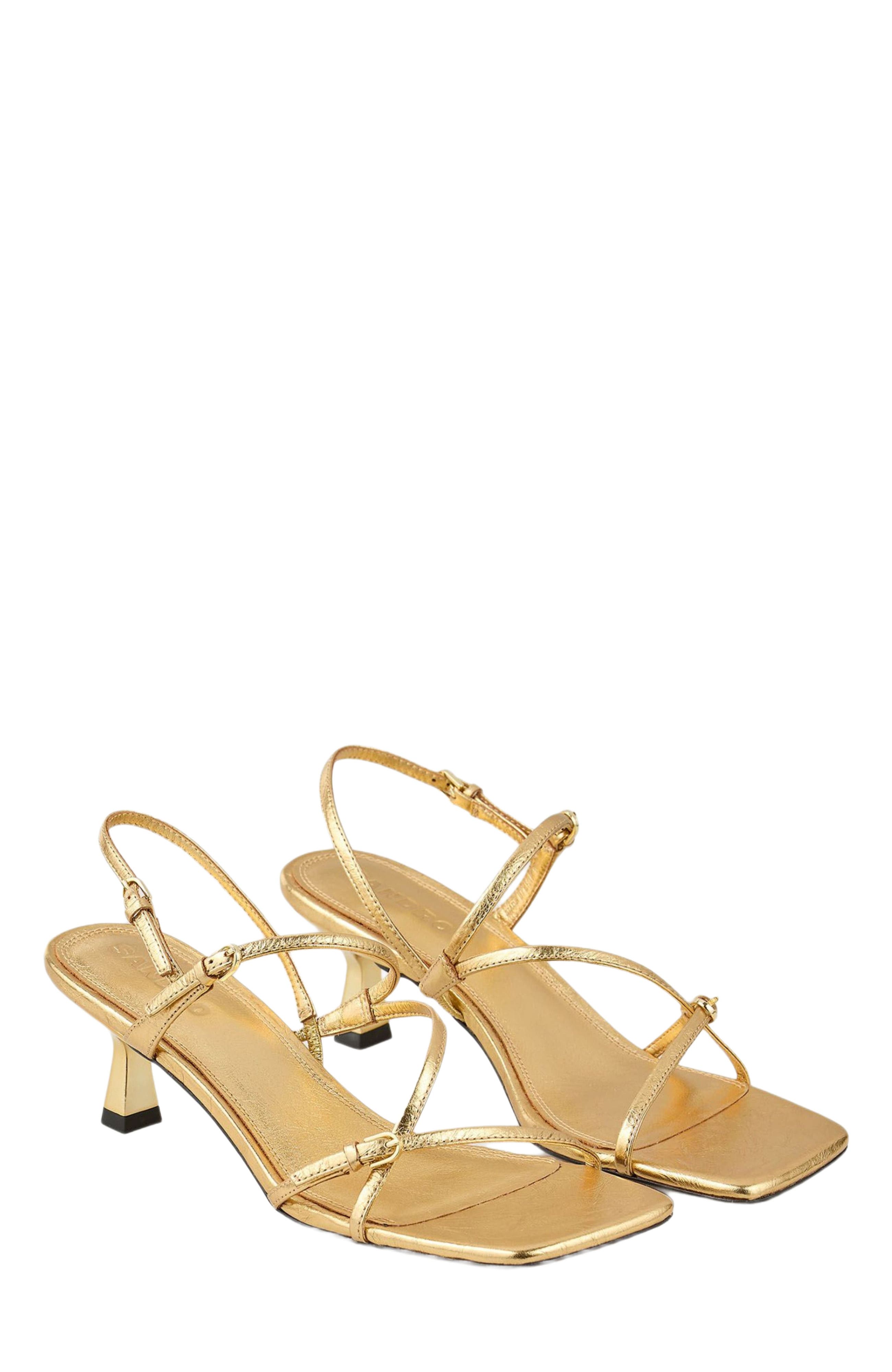 SANDRO Sandals with straps, Alternate, color, Gold