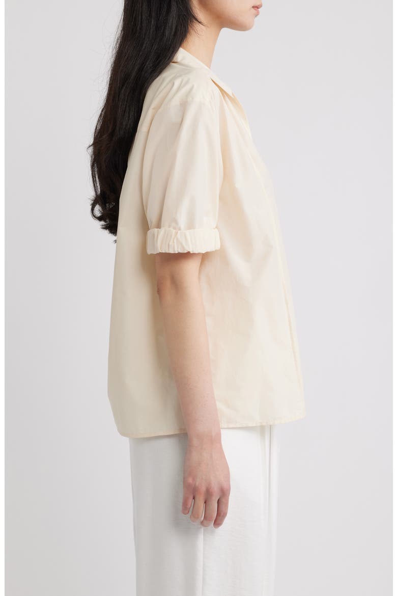 Short Sleeve Cotton Blend Shirt, Alternate, color, ALMOND - VQ9
