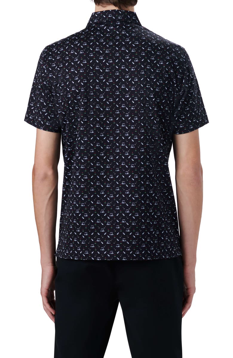 Bugatchi OoohCotton<sup>®</sup> Golf Print Short Sleeve Polo, Alternate, color, 