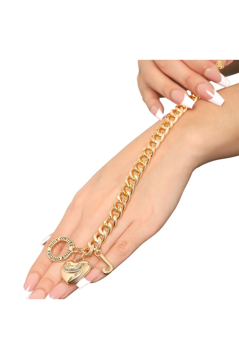 Toggle Bracelet with Crystal Heart Charm, Alternate, color, Gold