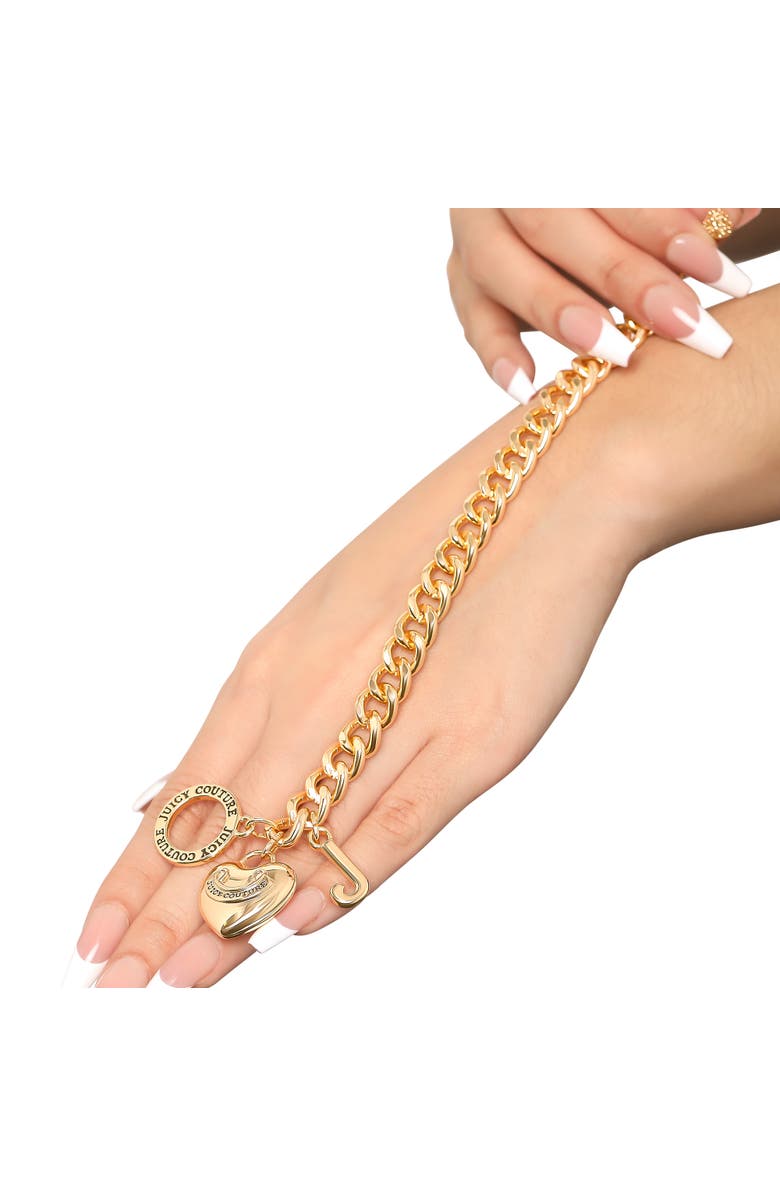 Juicy Couture Toggle Bracelet with Crystal Heart Charm, Alternate, color, Gold