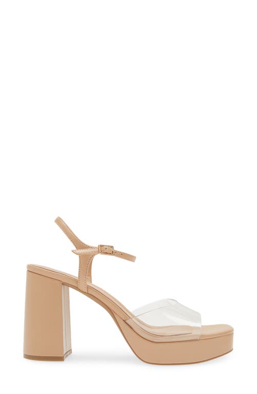 Open Edit Whitney Block Heel Sandal In Beige Clear