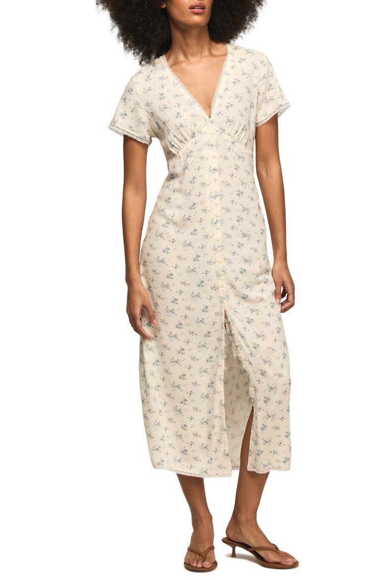 Simone Floral Midi Dress, Main, color, CREAM FLORAL