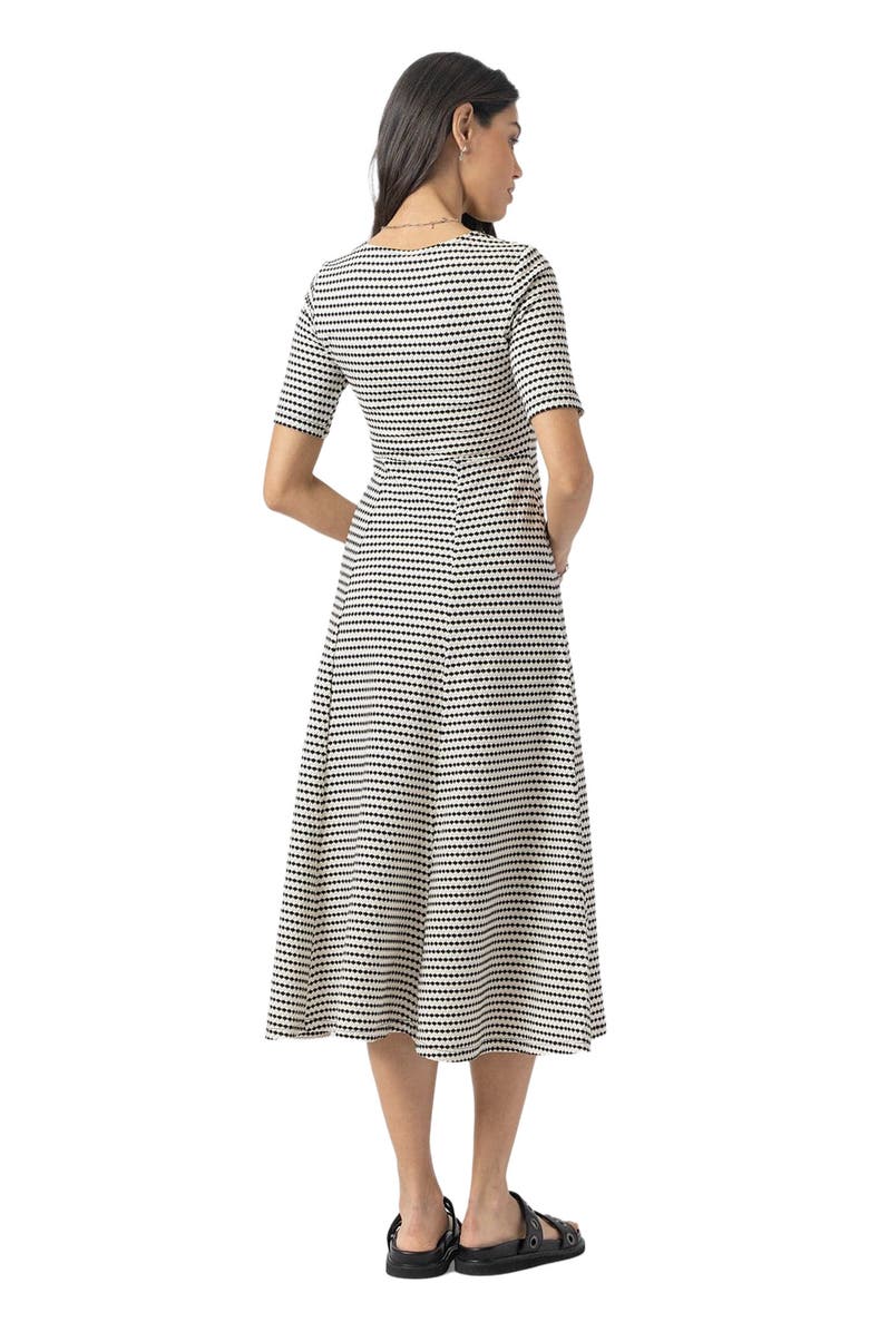 Saint + Sofia Darcey Short Sleeve Flared Dress, Alternate, color, Monochrome