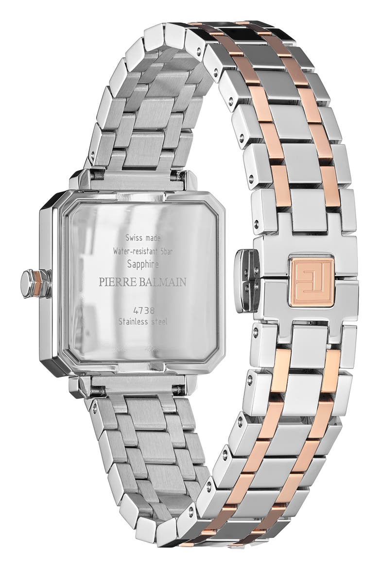 Eirini Square Two-Tone Bracelet Watch, 26mm, Alternate, color, TWO TONE STEEL ROSE