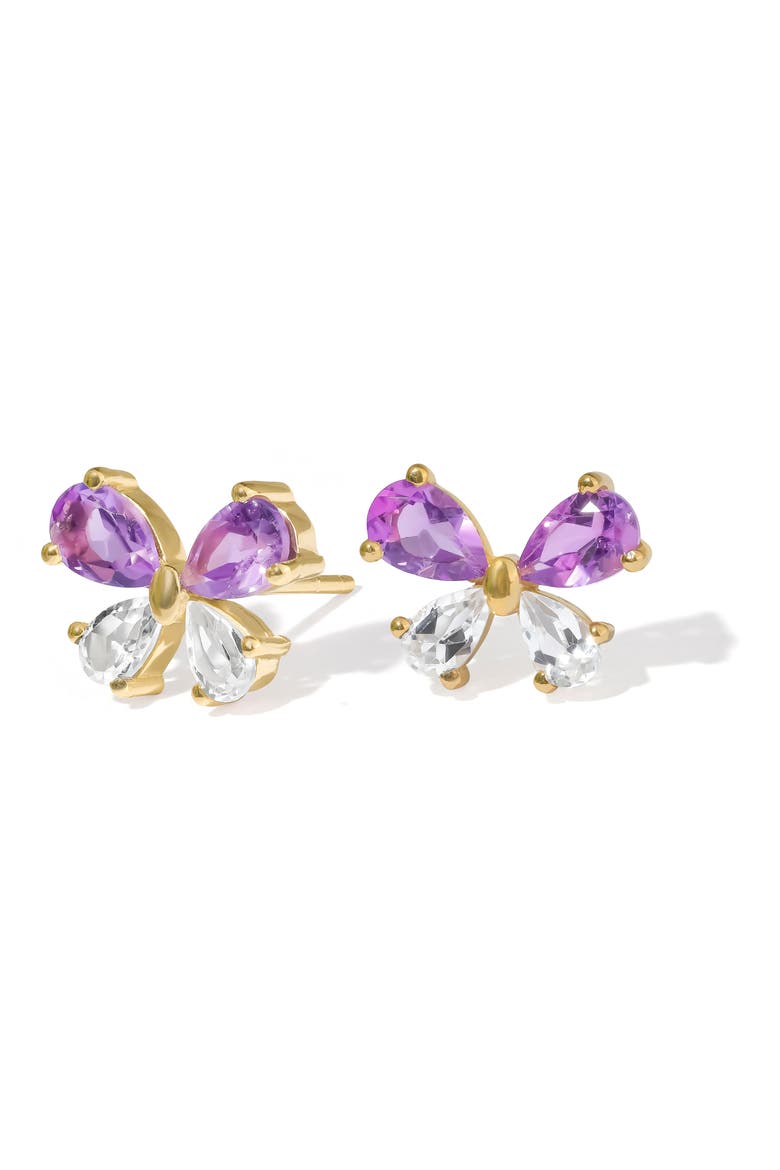 Goldtone Stud Earrings, Main, color, PURPLE