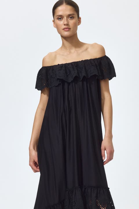 Broderie Anglaise Off-the-shoulder Dress