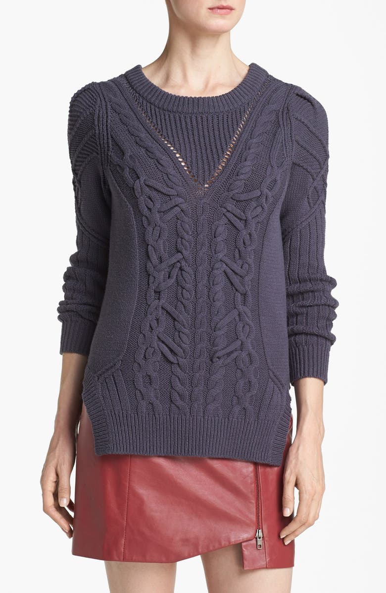 Tildon Cable Knit Sweater, Alternate, color, Grey- Meteor