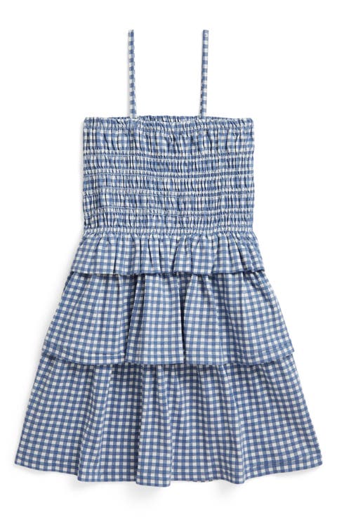 Kids' Gingham Smocked Bodice Tiered Cotton Sundress (Toddler & Little Kid)