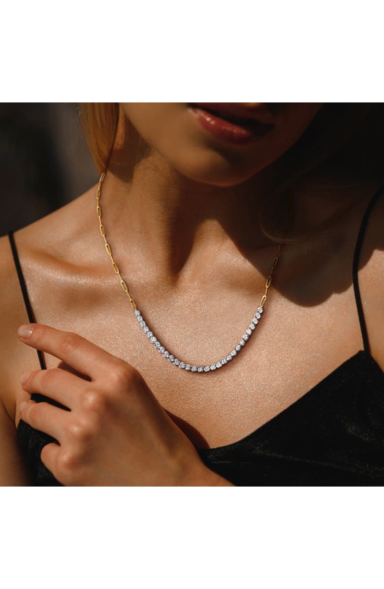 Julianna B. Lab-Grown Diamond Tennis Oval Link Necklace 14k, Alternate, color,