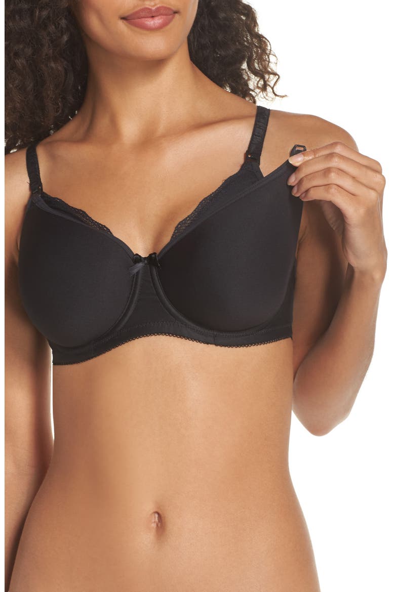 Pure Underwire Spacer Foam Nursing Bra, Alternate, color, BLACK
