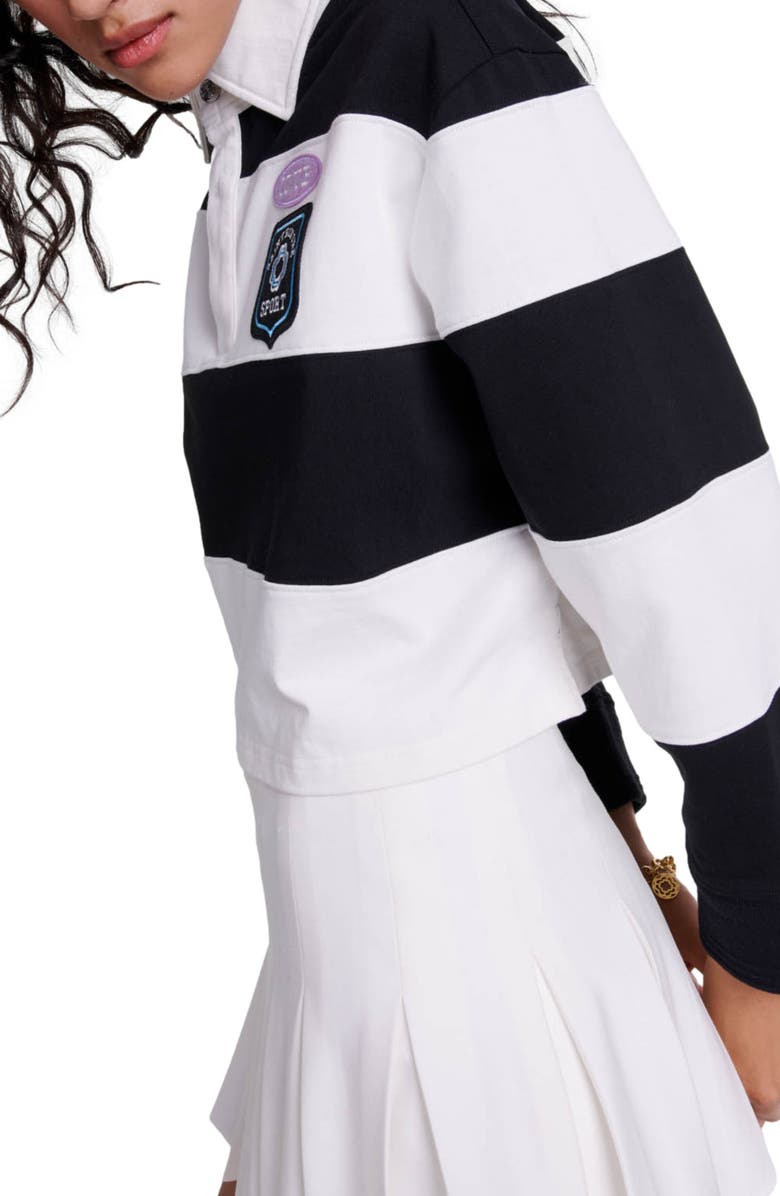 maje Striped and embroidered polo shirt, Alternate, color,