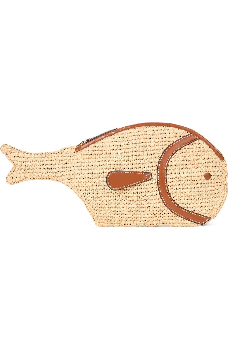 STAUD Pesce Raffia Clutch, Main, color, Natural/ Tan