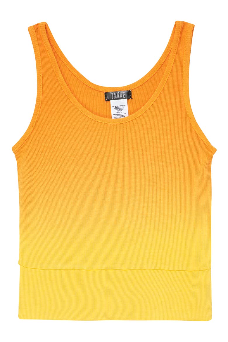 Kids' Dip Dye Crop Rib Tank, Main, color, YELLOW