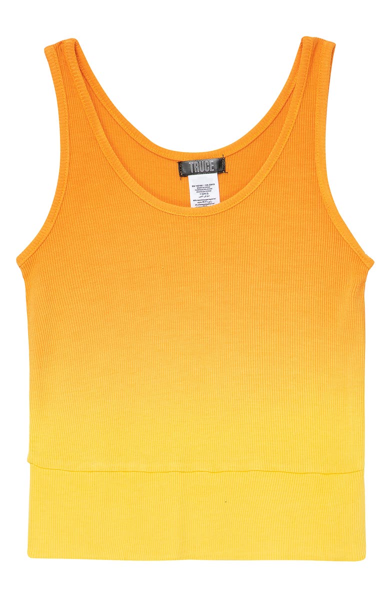 Truce Kids' Dip Dye Crop Rib Tank, Main, color, Yellow