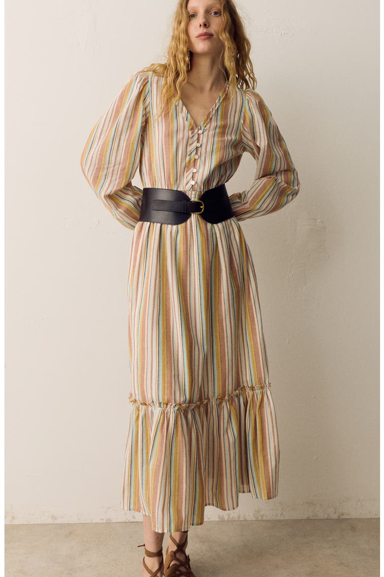 Stripe Long Sleeve Maxi Dress, Alternate, color, PINK/ MULTI