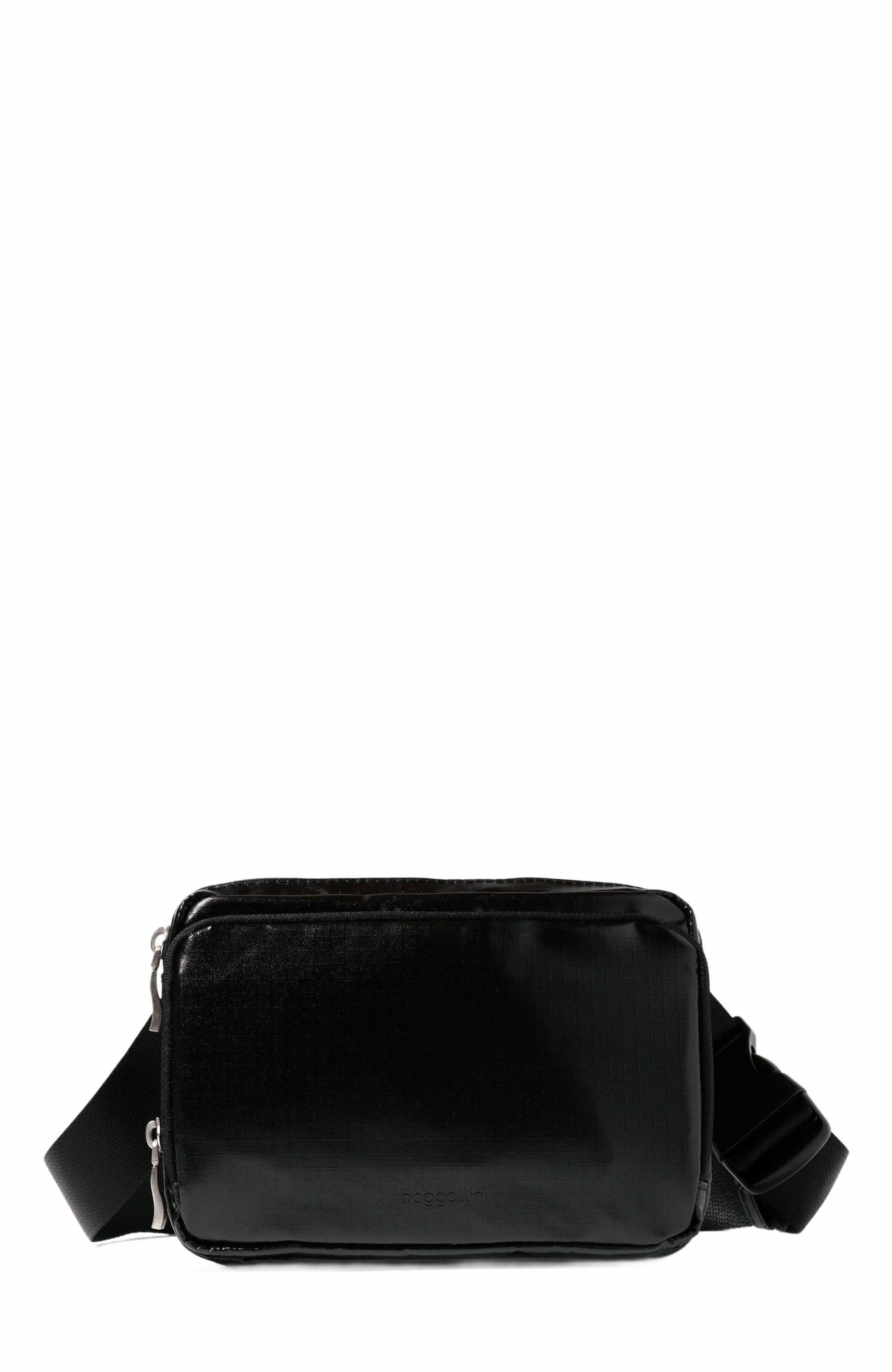 BAGGALLINI Modern Belt Bag Sling, Main, color, Black Gloss Ripstop