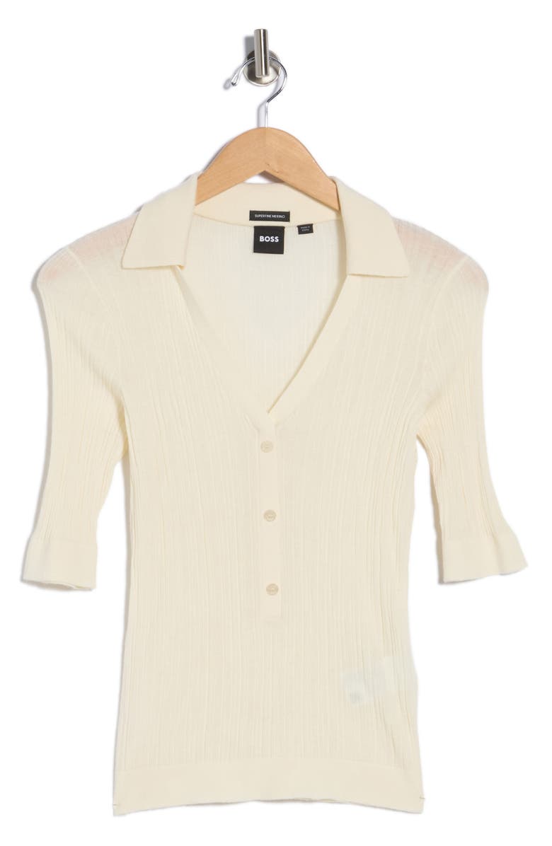 BOSS Fabyni Wool Polo Sweater, Main, color, Open White