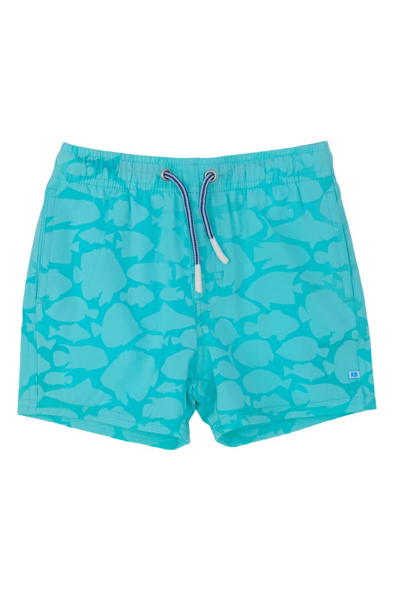 Color Changing Performance Hybrid Swim Trunks, Alternate, color, Bright Aqua Fish Squad