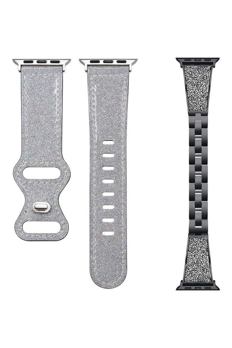 Assorted 2-Pack Apple Watch® Watchbands, Alternate, color, BLACK/ SILVER