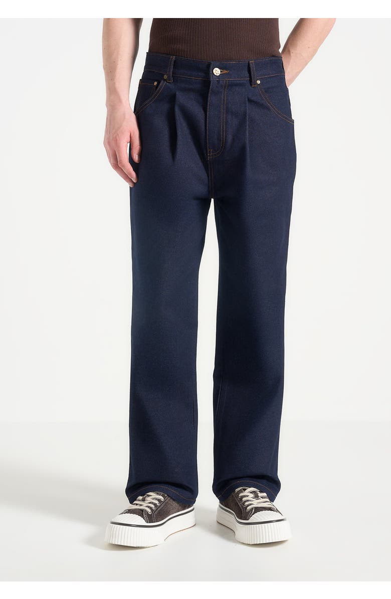 Manière De Voir Arnault Pleated Denim Jeans, Alternate, color, Indigo