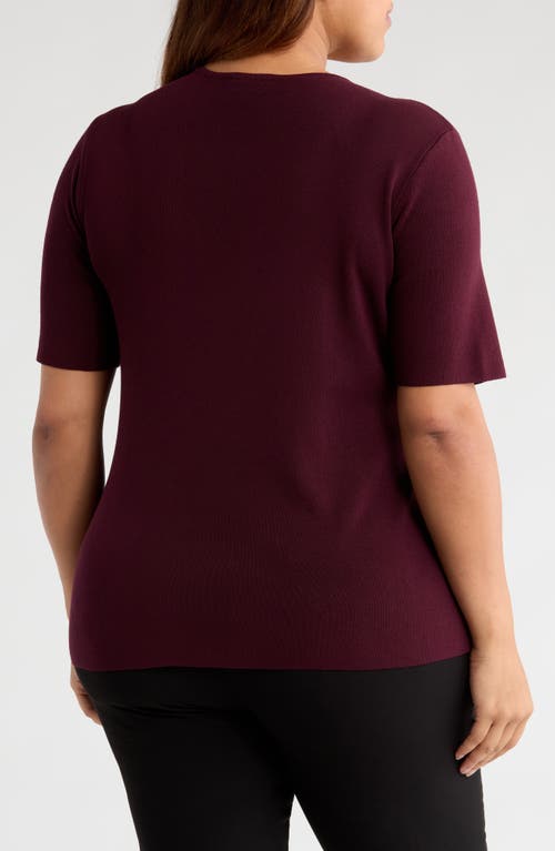 Tahari Asl Short Sleeve Sweater In Purple