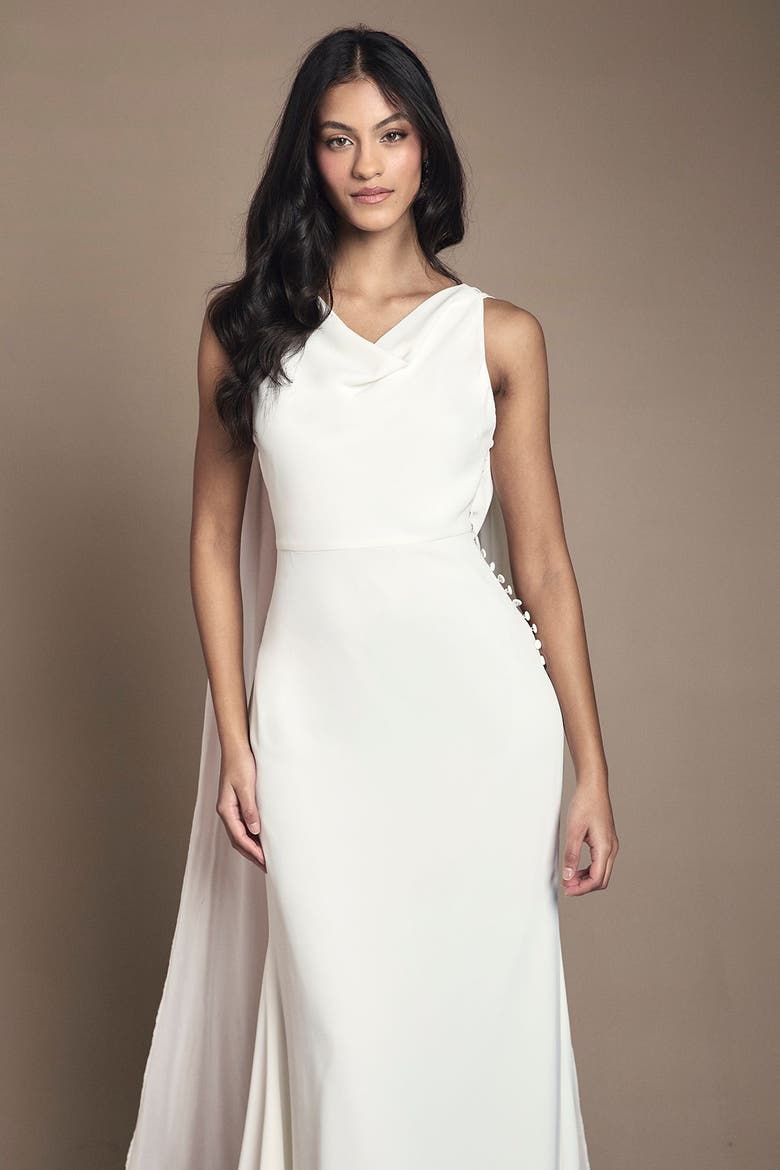 Petite Chiffon Maxi Dress, Alternate, color, Ivory