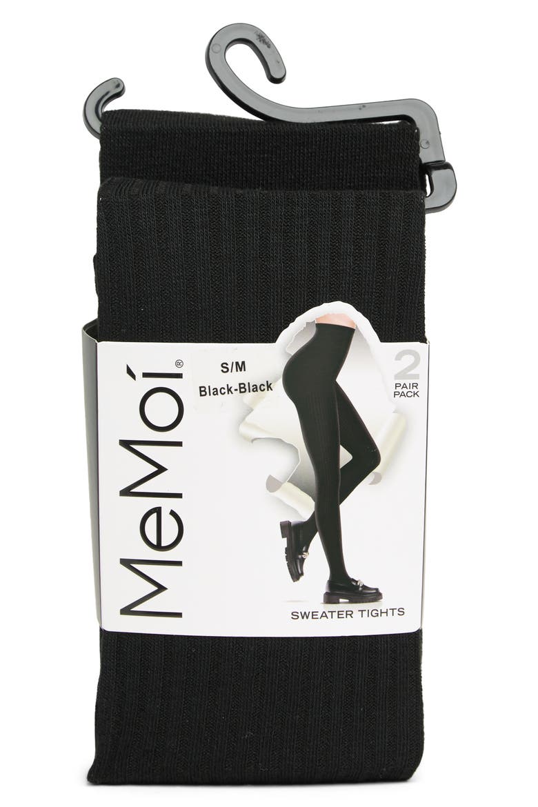 2-Pack Solid Sweater Tights, Main, color, BLACK-BLACK