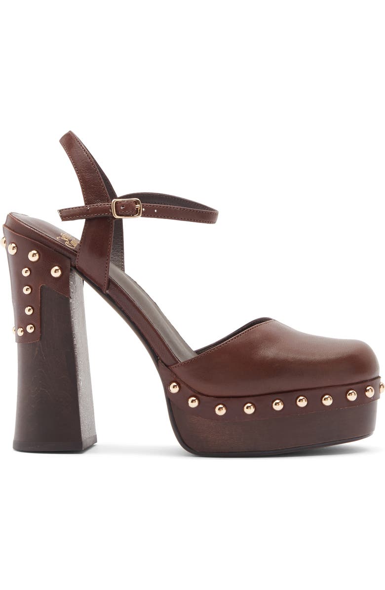 Jeffrey Campbell Extrovert Studded Ankle Strap Platform Clog, Alternate, color, Coffee Gold