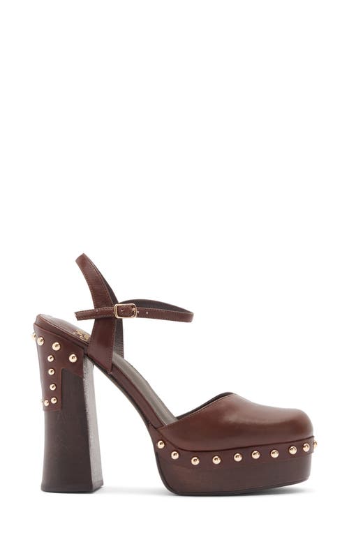 Jeffrey Campbell Extrovert Studded Ankle Strap Platform Clog In Brown