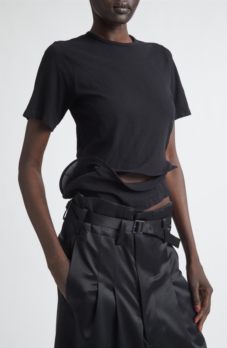 Junya Watanabe Wired Cutout Mesh T-Shirt, Alternate, color, Black