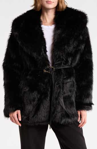 Belted Faux Fur Coat