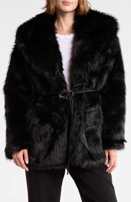 Belted Faux Fur Coat