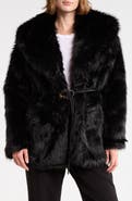 Joie Belted Faux Fur Coat