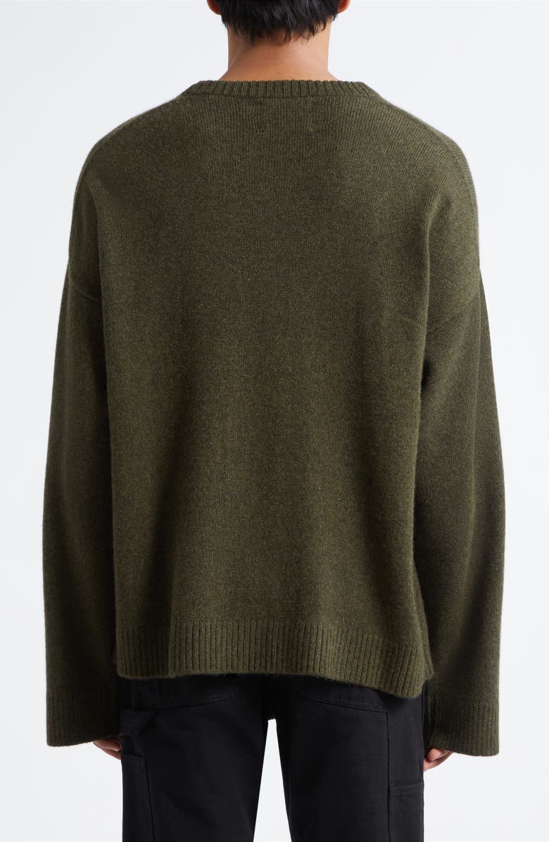 The Elder Statesman Teddy Intarsia Oversize Cashmere Sweater, Alternate, color, New Olive/ White