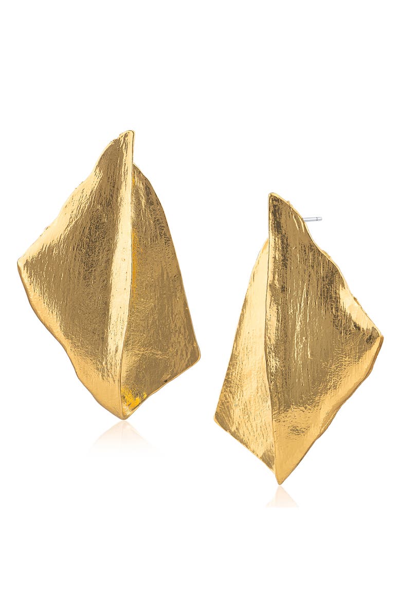 JARDIN 14K Gold Plated Organic Statement Earrings, Main, color, 