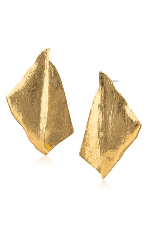 14K Gold Plated Organic Statement Earrings