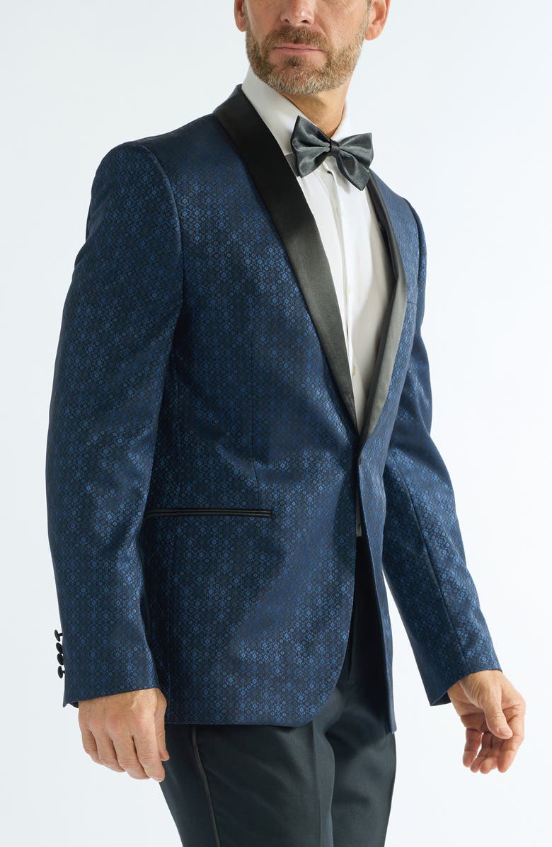 SAVILE ROW CO Floral Jacquard Evening Jacket, Alternate, color, Navy