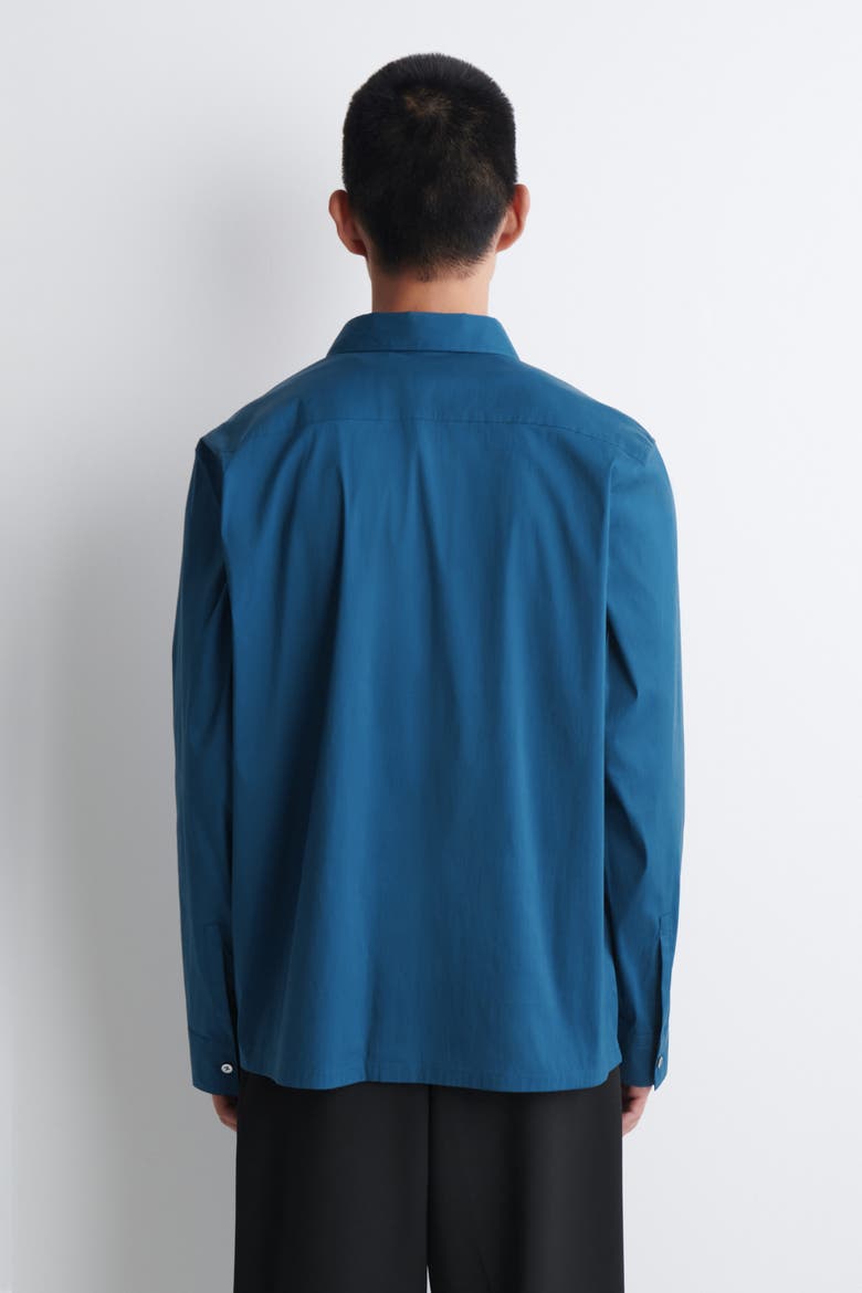 Cotton-Blend Zip-Up Shirt, Alternate, color, BLUE
