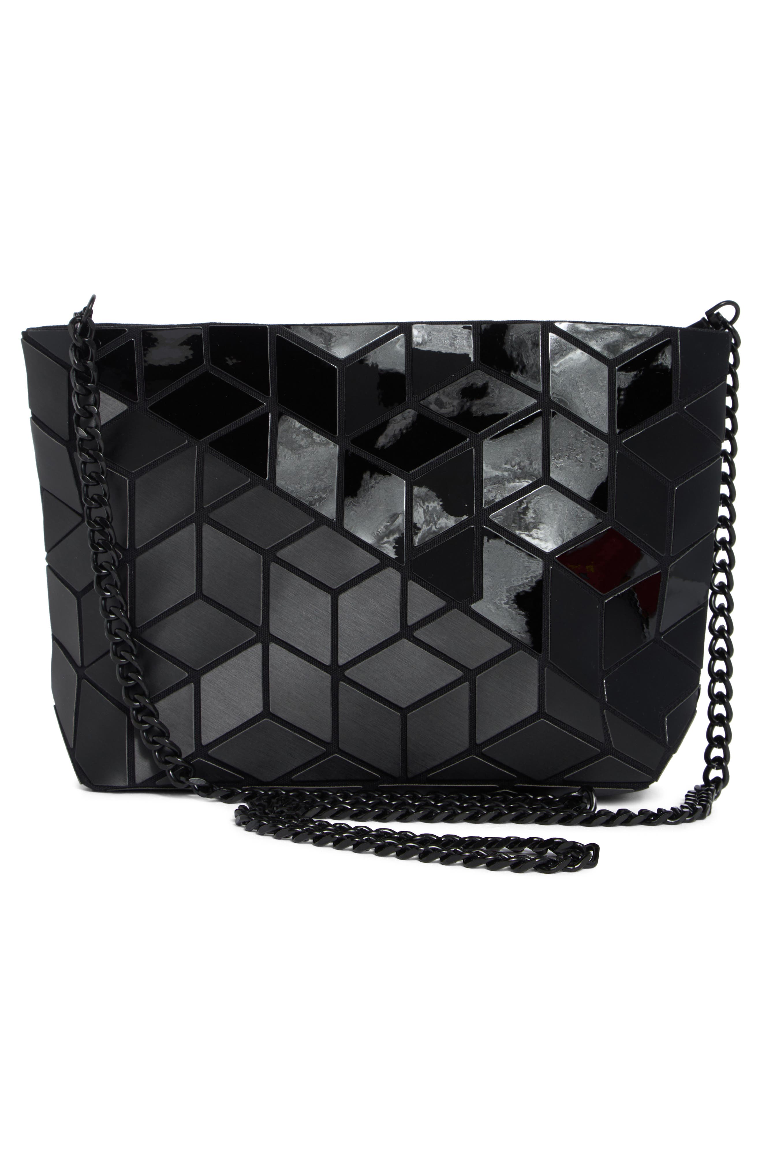 PATRIZIA LUCA Diagnoal Geo Clutch, Alternate, color, Black/ Black