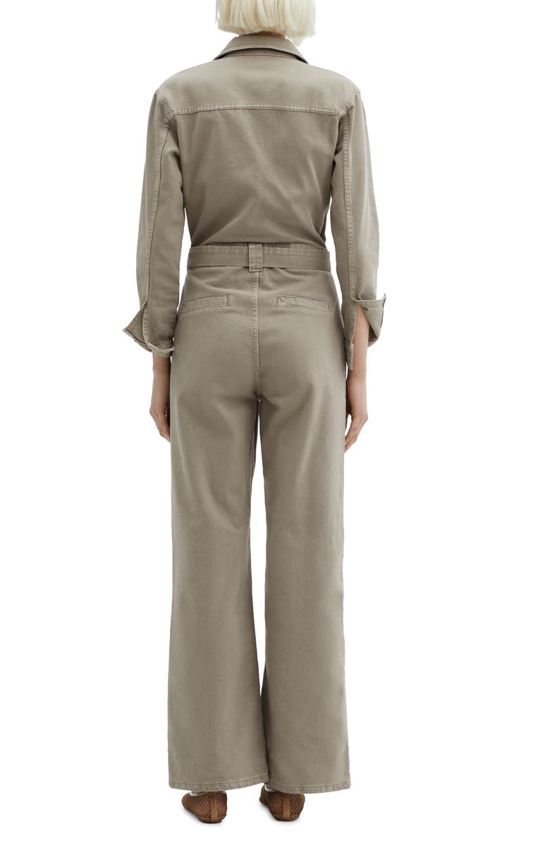 MANGO Belted Long Sleeve Denim Jumpsuit, Alternate, color, 