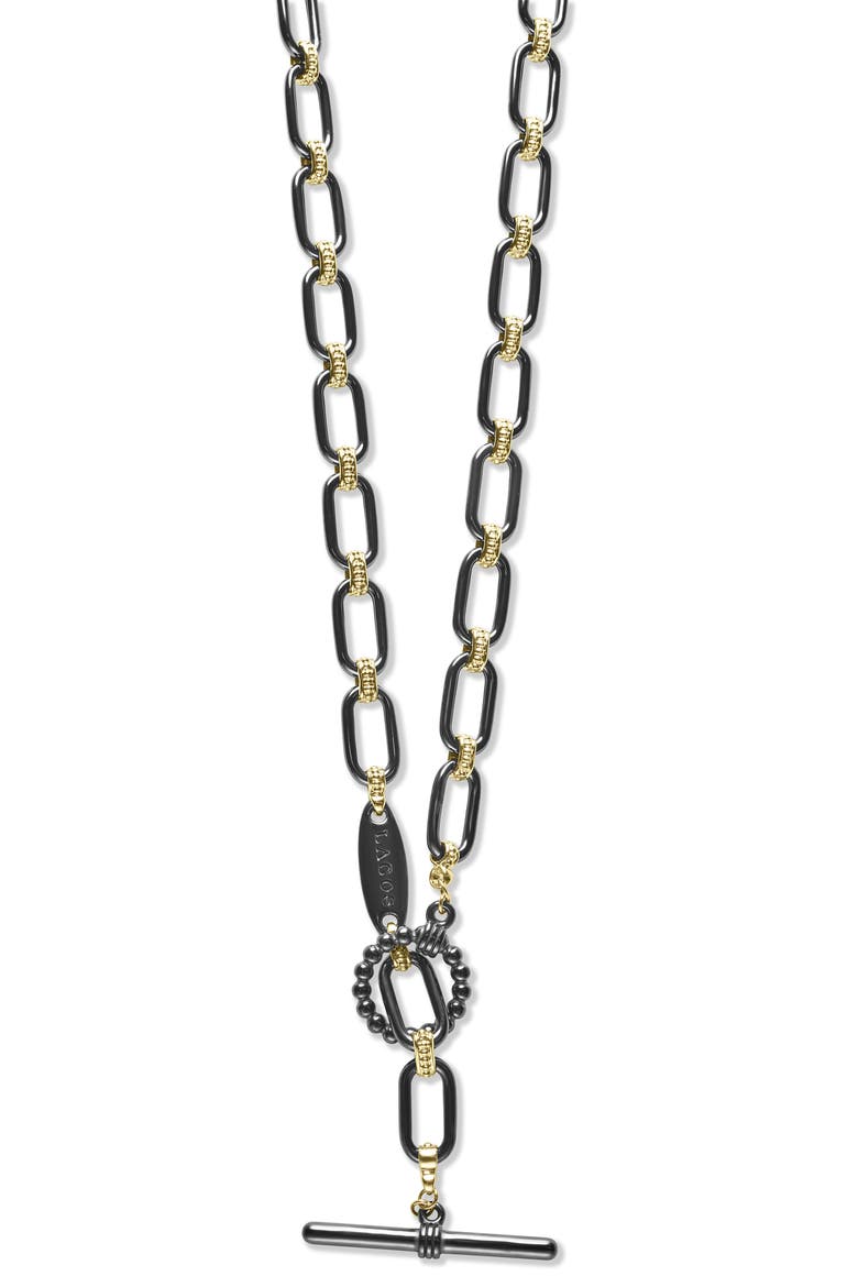 Signature Black Caviar Chain Necklace, Alternate, color, GOLD