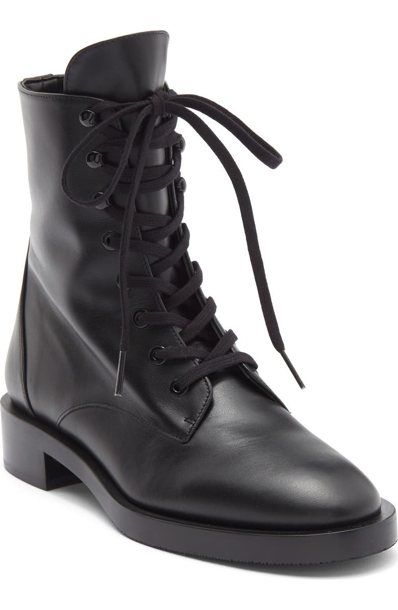 Stuart Weitzman Sondra Lace-Up Combat Boot, Main, color, Black