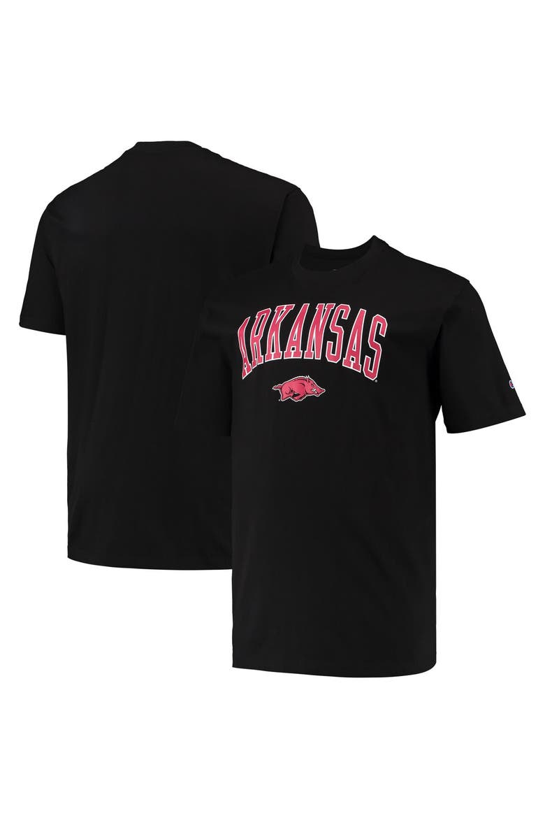 Men's Champion Black Arkansas Razorbacks Big & Tall Arch Over Wordmark T-Shirt, Main, color, Black