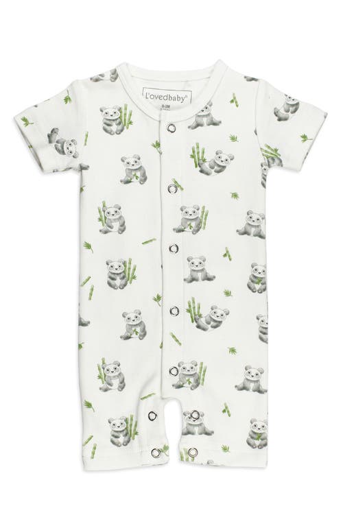 L'ovedbaby Baby Panda Short Sleeve Organic Cotton Romper In Baby Panda