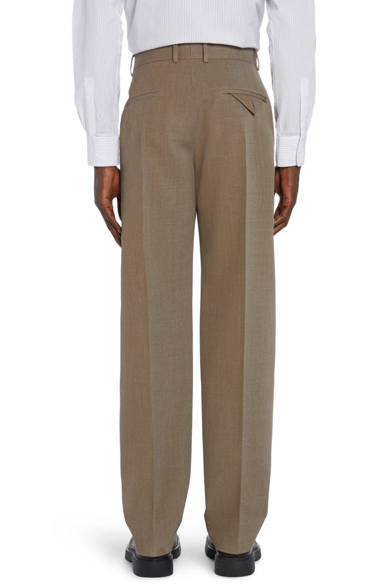 Pleated Multicolor Wool Twill Dress Pants, Alternate, color, GREY/ OCHRE MELANGE