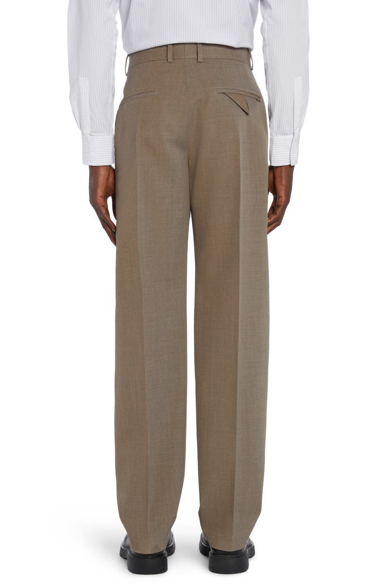 Bottega Veneta Pleated Multicolor Wool Twill Dress Pants, Alternate, color, Grey/ Ochre Melange