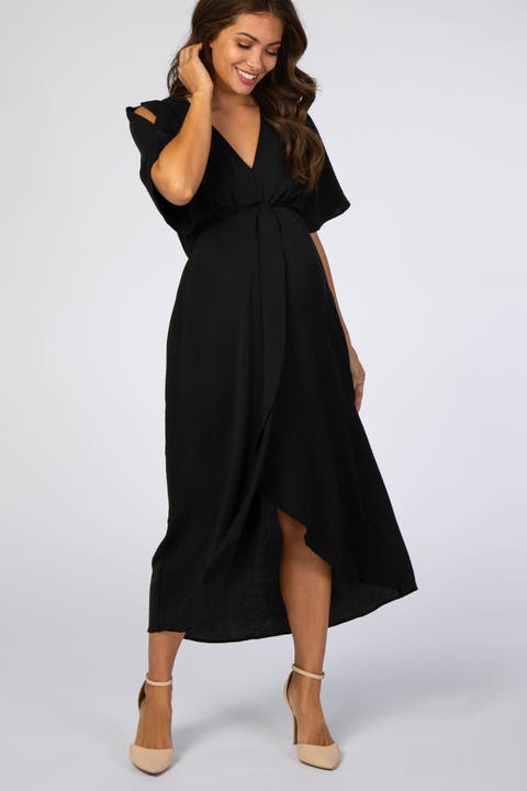 Open Sleeve Wrap Midi Dress