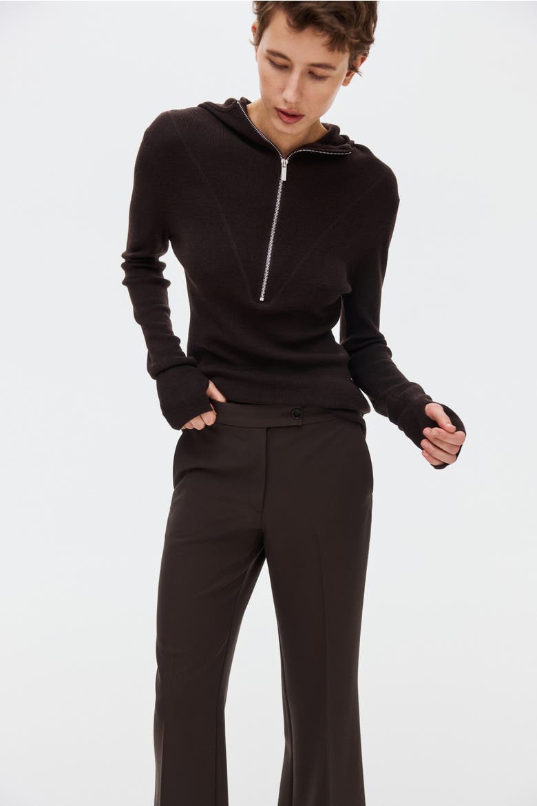 Bootcut Ankle-length Trousers, Alternate, color, Dark brown