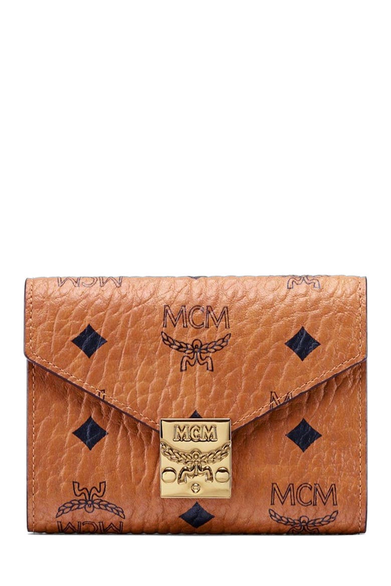 Tracy Trifold Wallet in Visetos, Main, color, Cognac